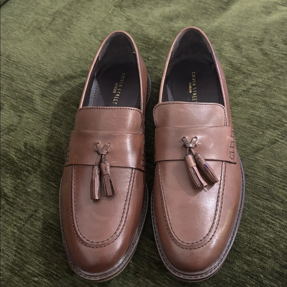 Silver‎ Street London Men’s Tassel Leather Loafer Shoes Size 10